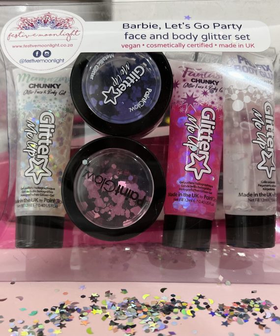 Barbie, let's go party glitter set